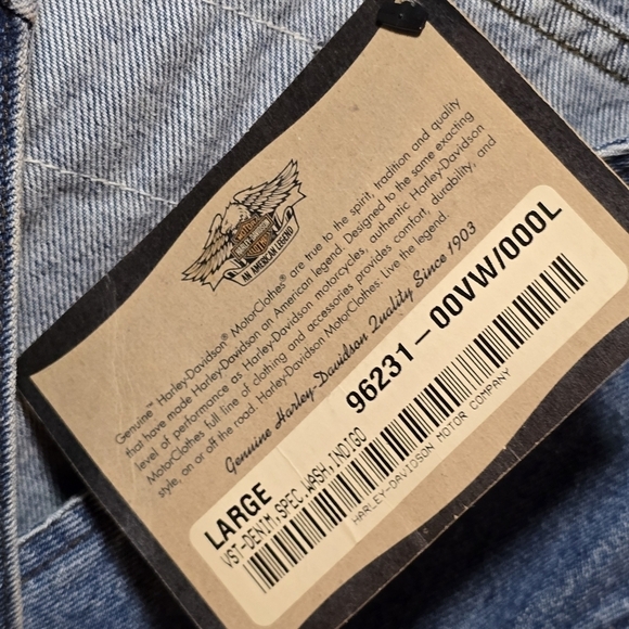 NWT Harley Davidson Motorcycle Women's Denim Jean Distressed Button Front Vest - Picture 6 of 9